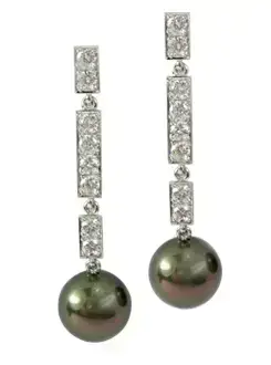 Black Pearl Diamond Drop Earrings
